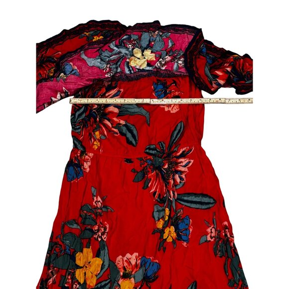 Flying Tomato Red Floral Off-Shoulder Maxi Dress Size L - Picture 5 of 8